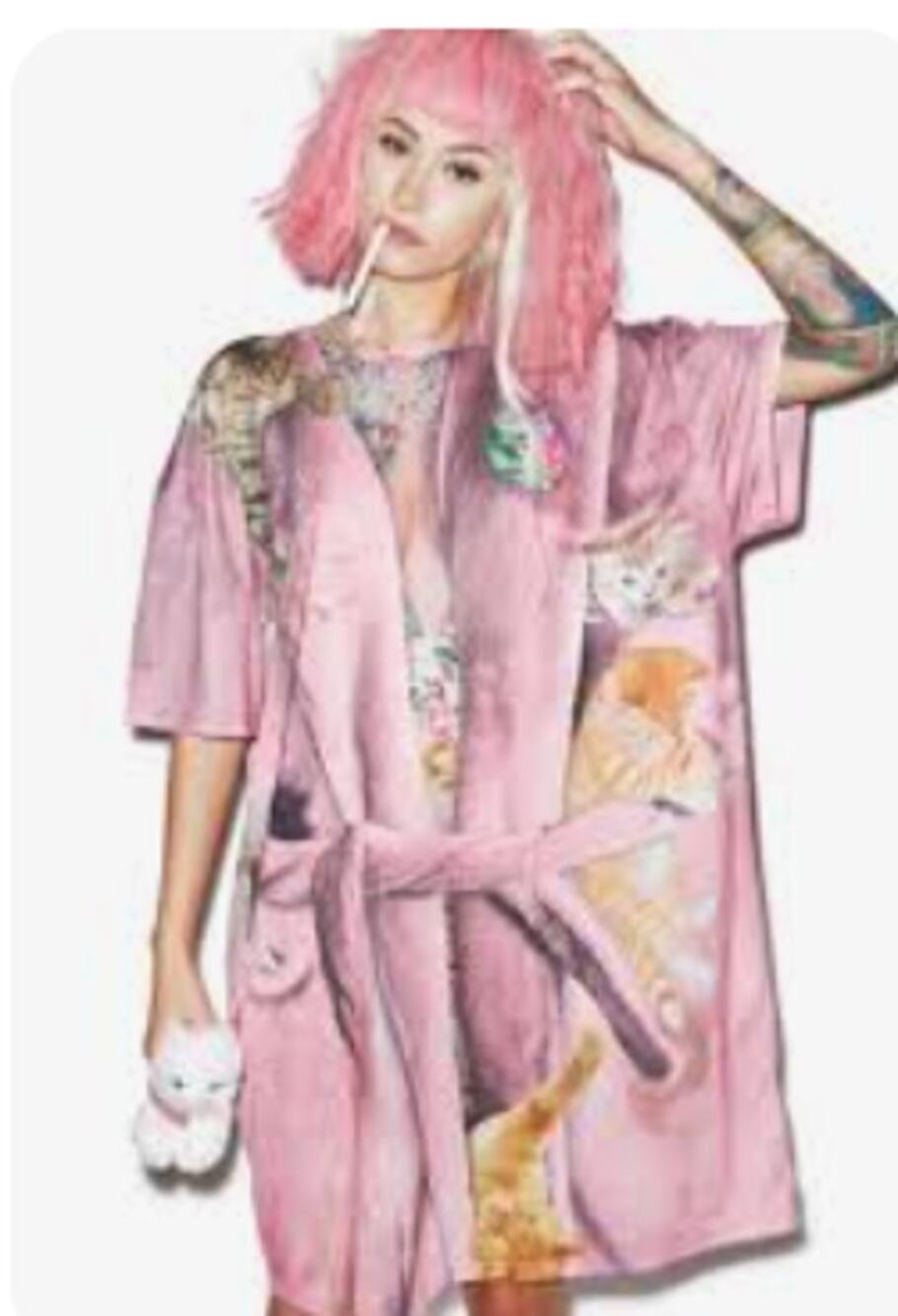 Faux Real Women's Cat Lady Missy Crew Neck Nightshirt/Costume sze OSFM